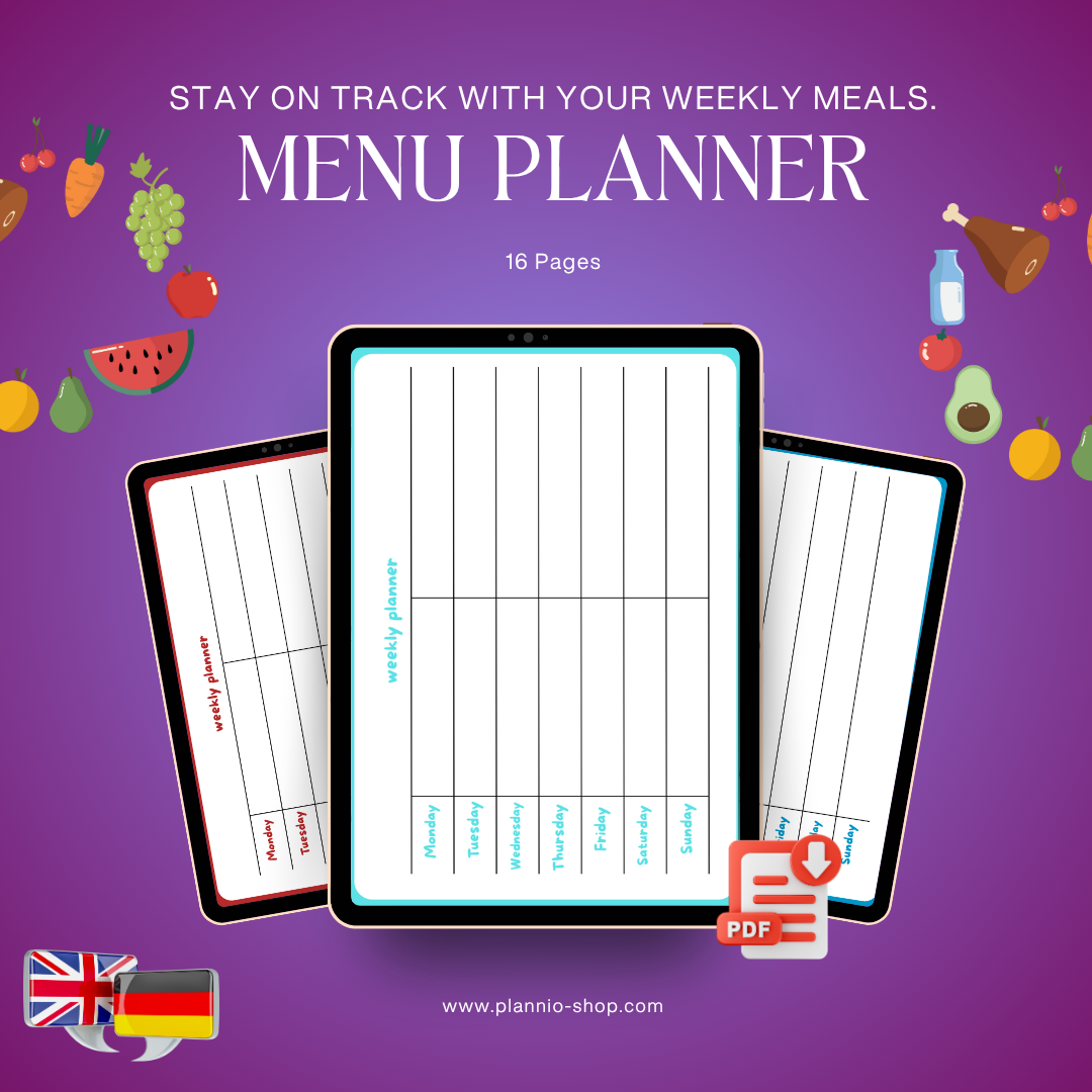 Menü Planer – Wöchentlich (Digitales PDF)