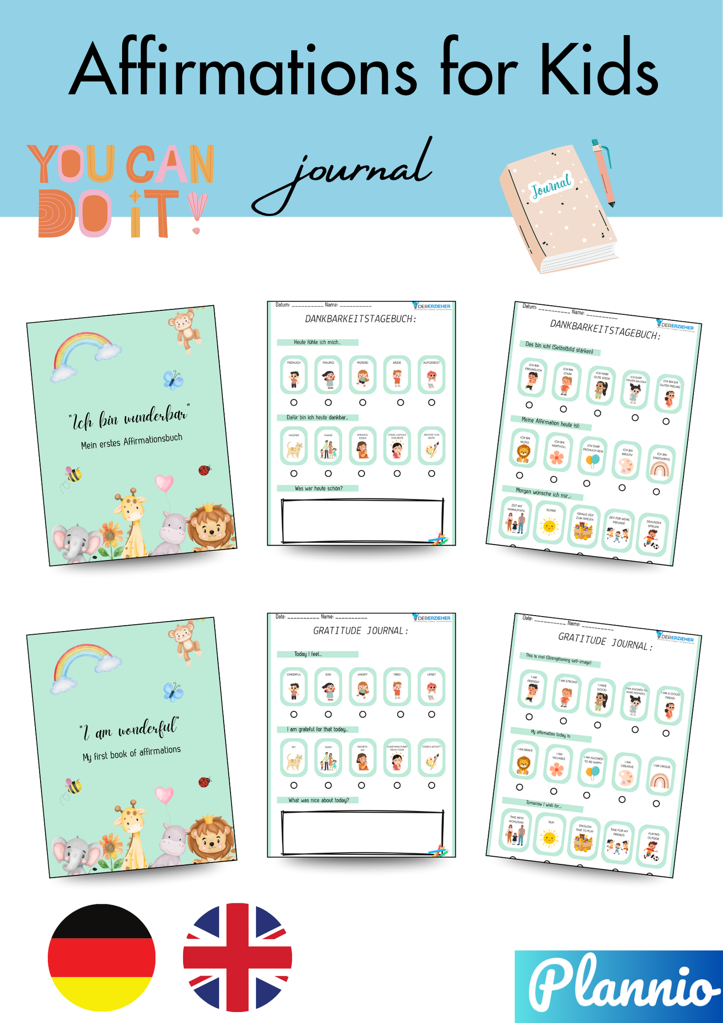 Positives Affirmationstagebuch für Kinder (ab 3 Jahren)