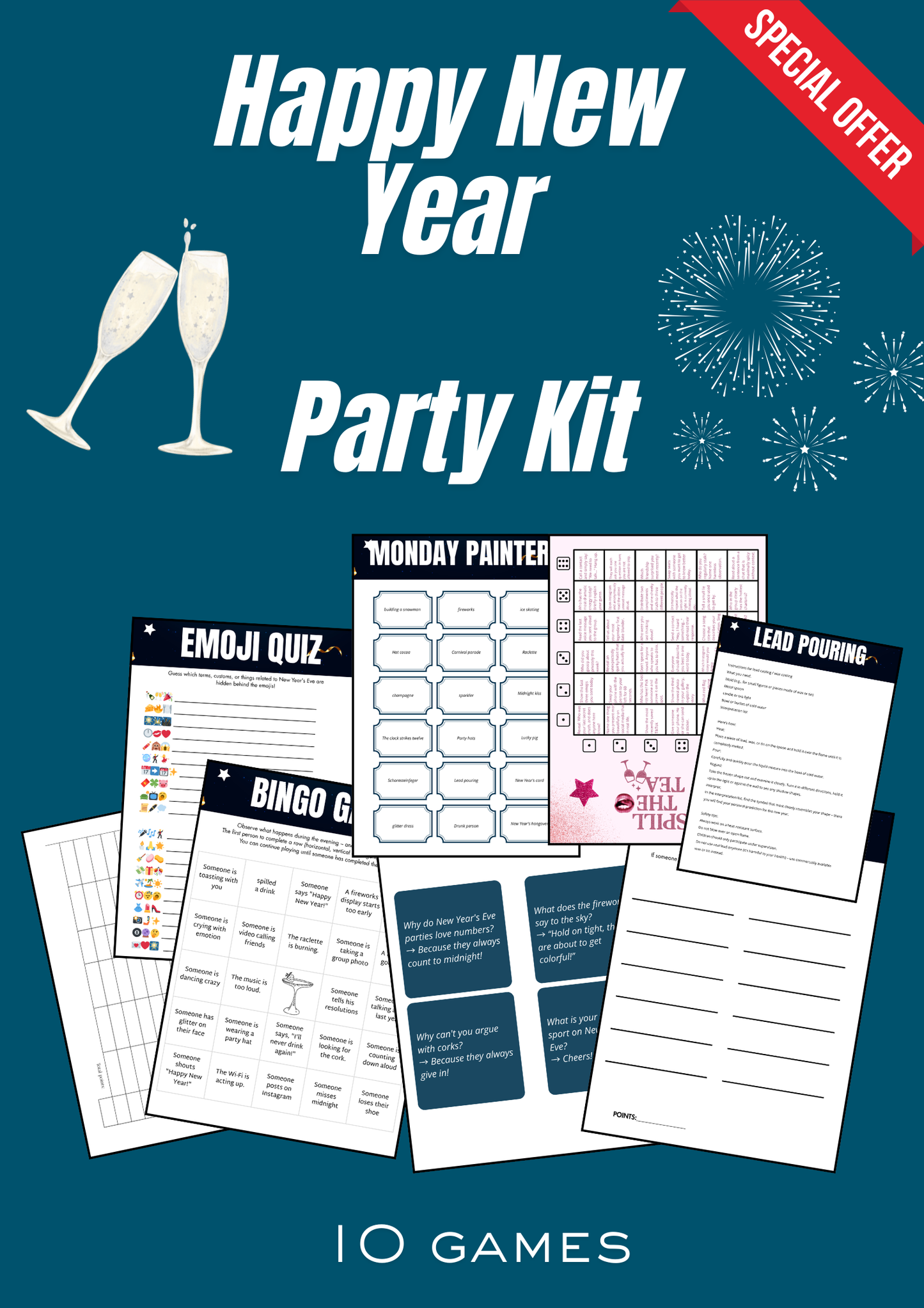 Produktbeschreibung: Party Kit für Neujahr (PDF-Download)