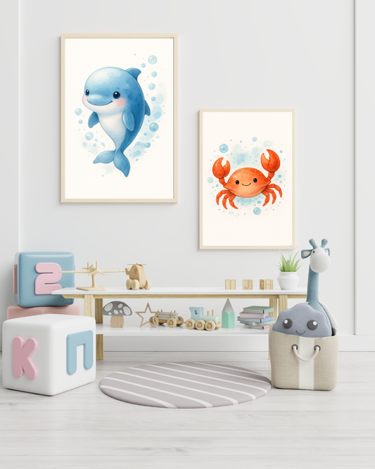 5-Poster-Set – Unterwassertiere (Nur Digitale Prints, PDF & PNG)