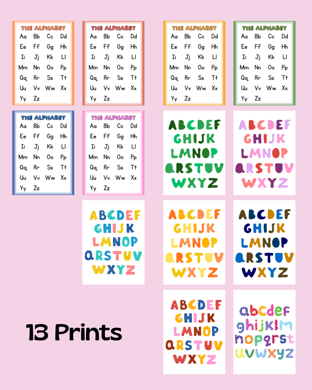 ABC Prints fürs Kinderzimmer – 13 liebevoll gestaltete Digital-Poster (PDF & PNG)