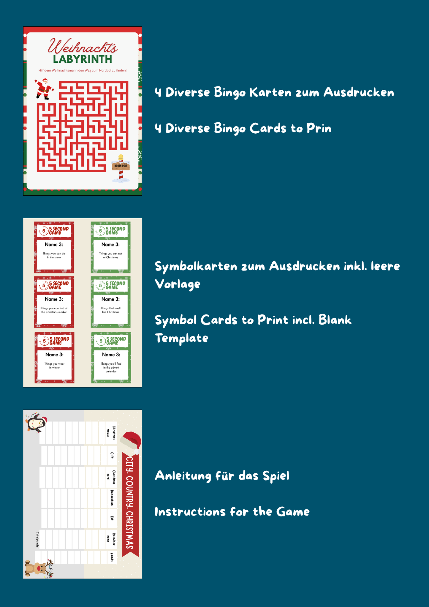 Weihnachts-Spiele Set | 9 Spiele für die ganze Familie.