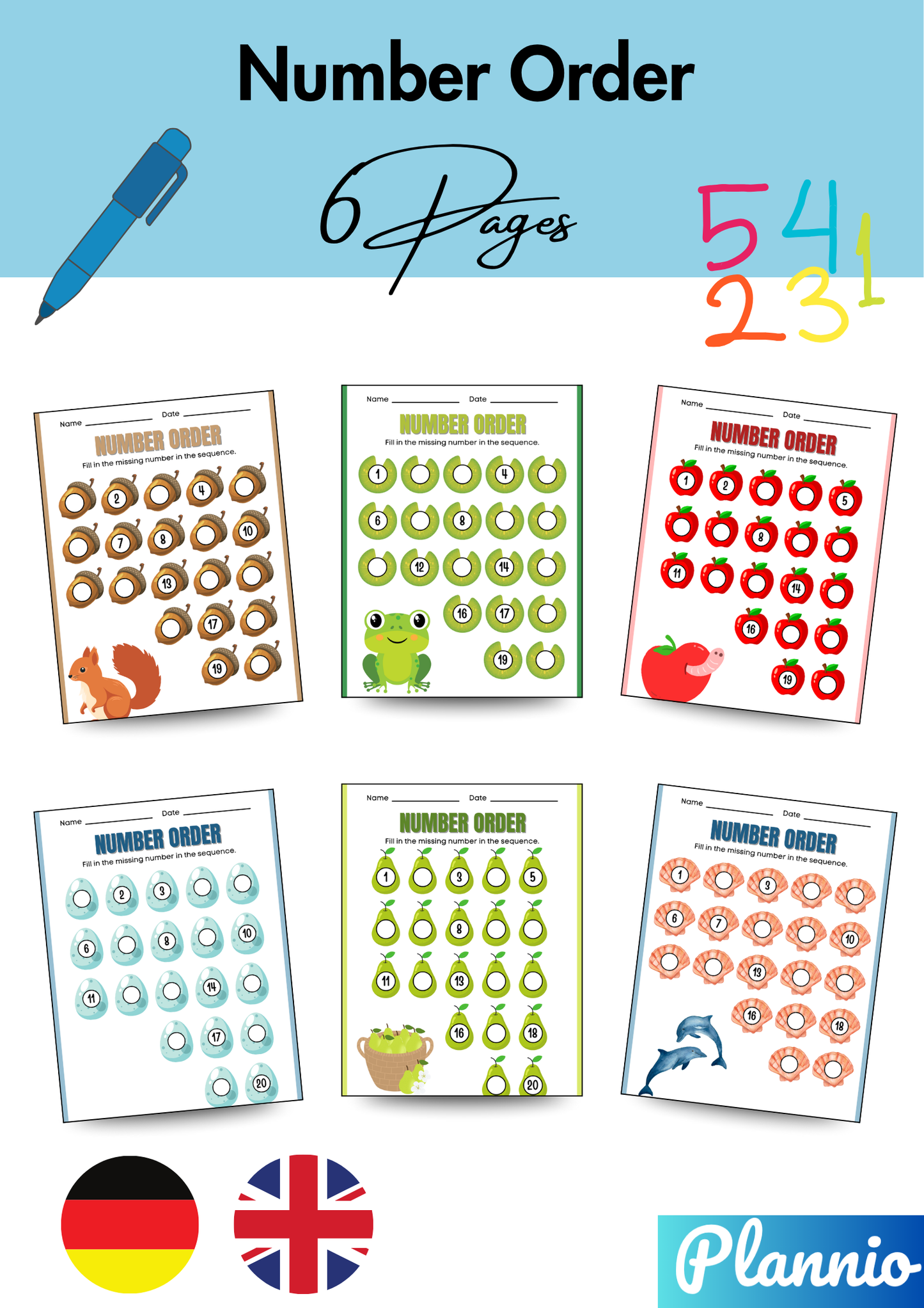 Zahlen lernen ab 3 Jahren – Nummernreihenfolge